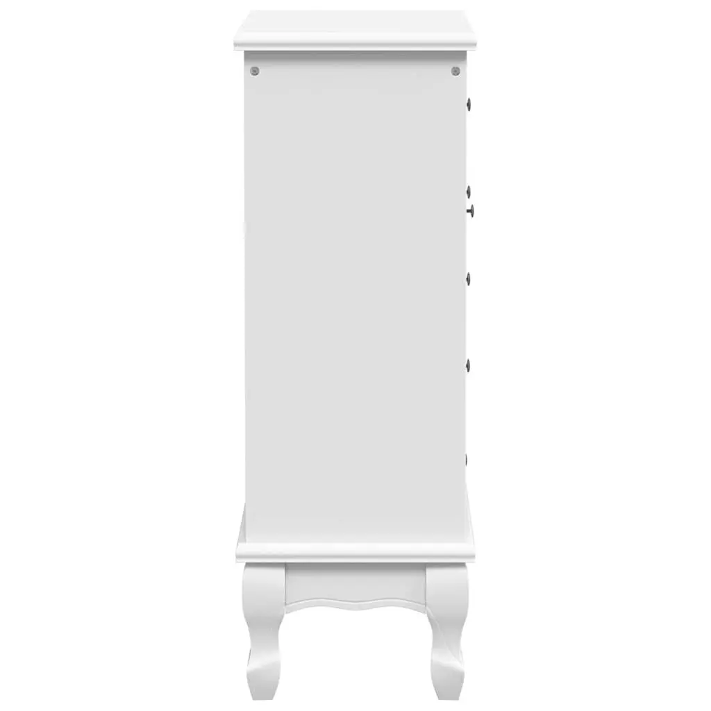 Chest of Drawers MDF Pinewood 5 Drawer 2 Shelf Storage Unit White