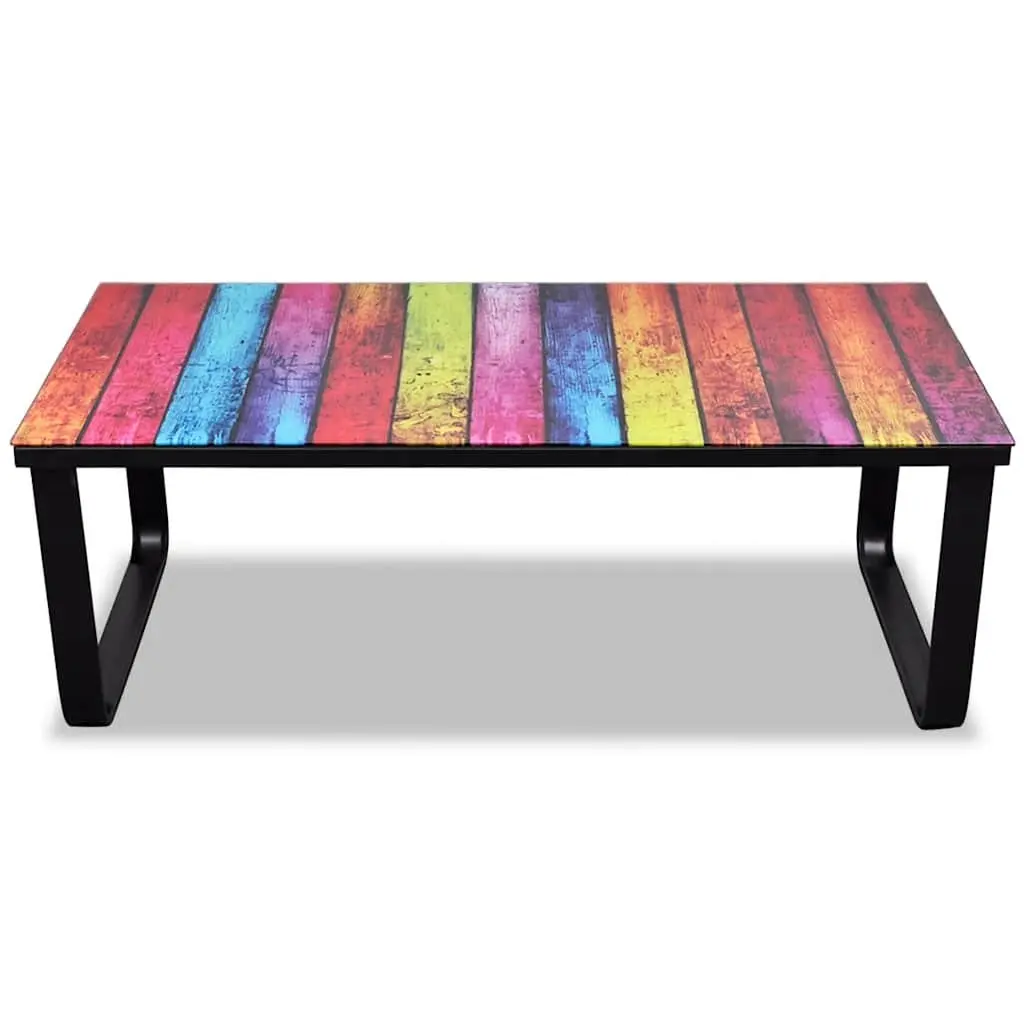 Rectangular Coffee Table with Rainbow Glass Top