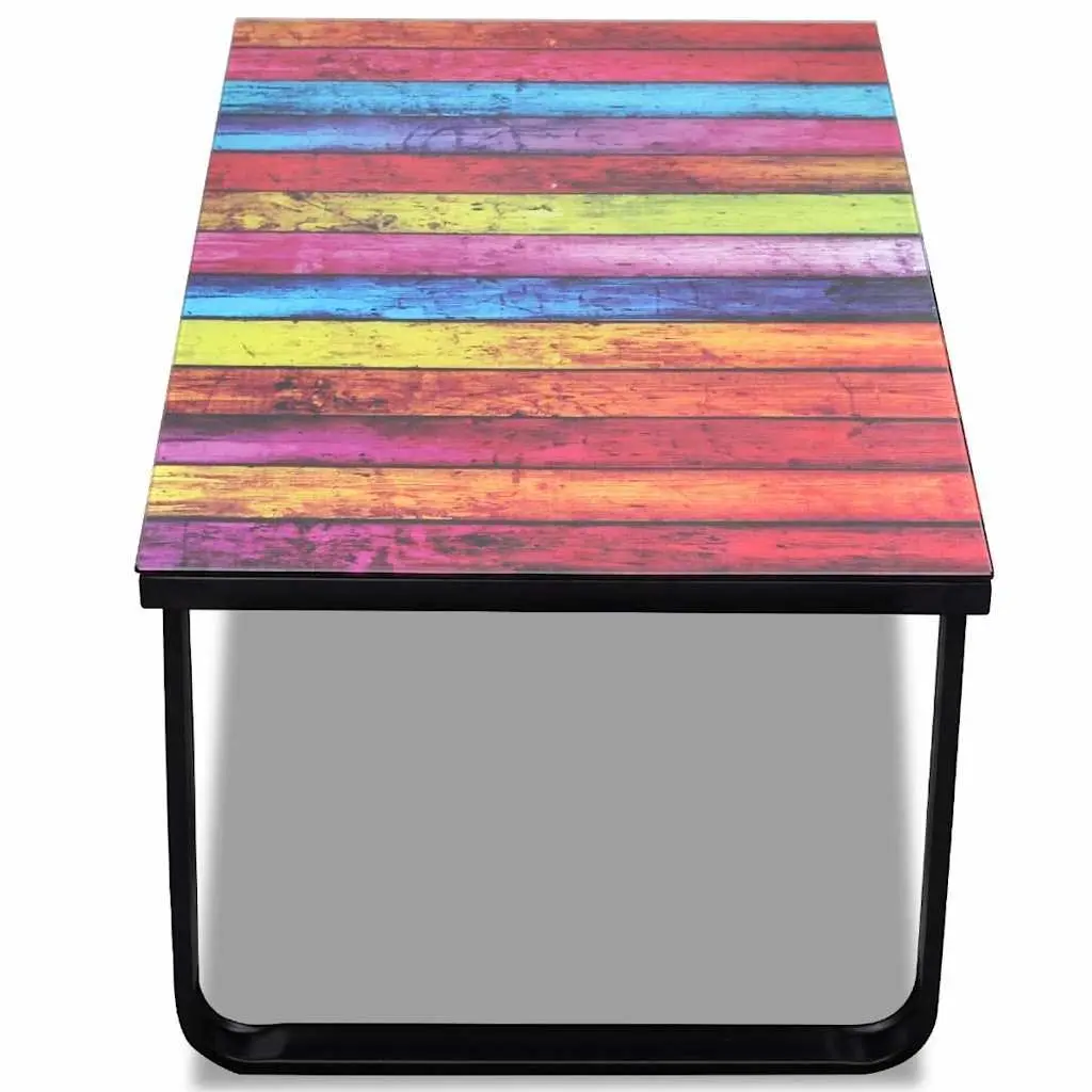 Rectangular Coffee Table with Rainbow Glass Top