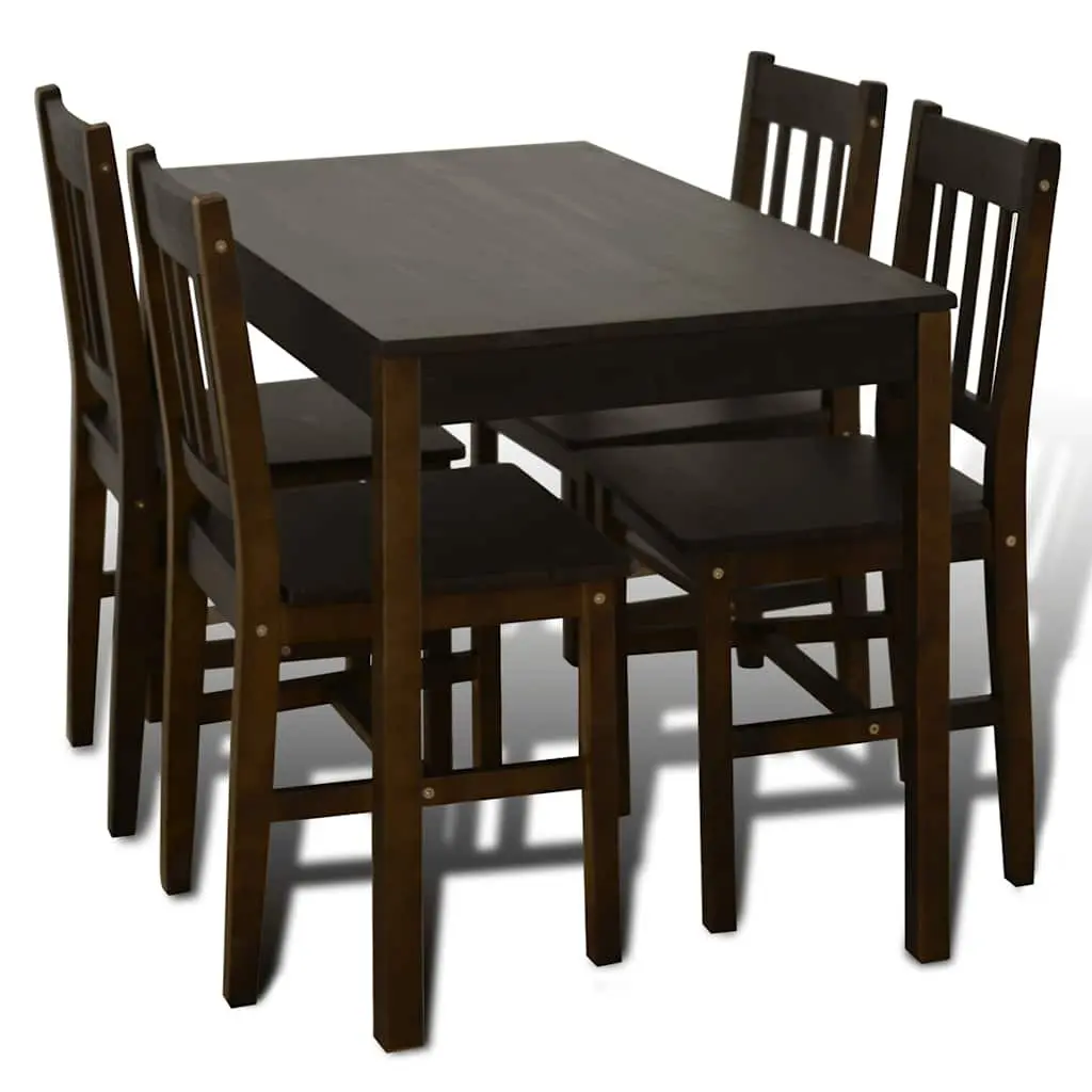 Wooden Dining Table Set with 4 Chairs Brown Kitchen Dining Furniture
