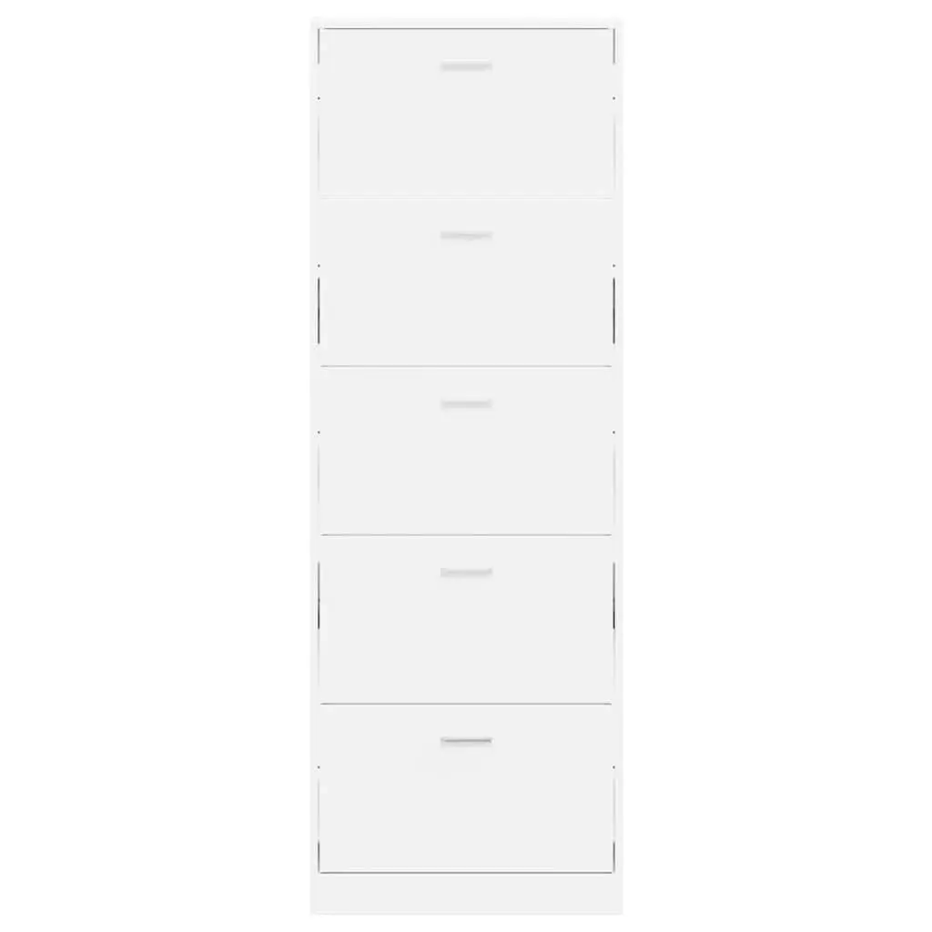 White Wooden Shoe Cabinet with 5 Compartments