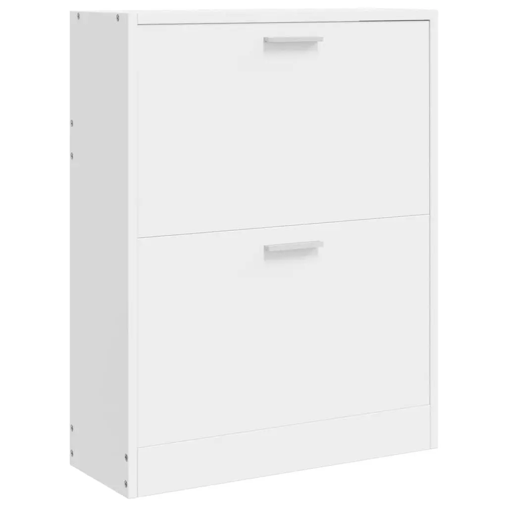 White Wooden Shoe Cabinet with Two Organizing Compartments