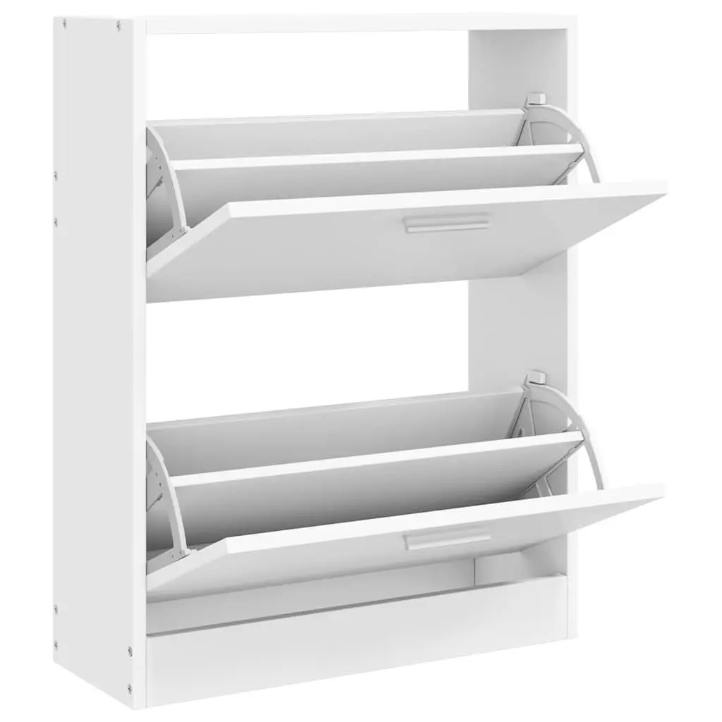 White Wooden Shoe Cabinet with Two Organizing Compartments
