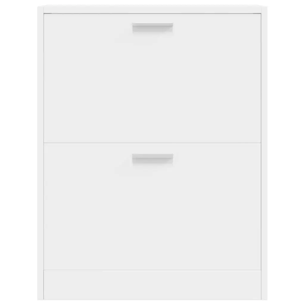 White Wooden Shoe Cabinet with Two Organizing Compartments