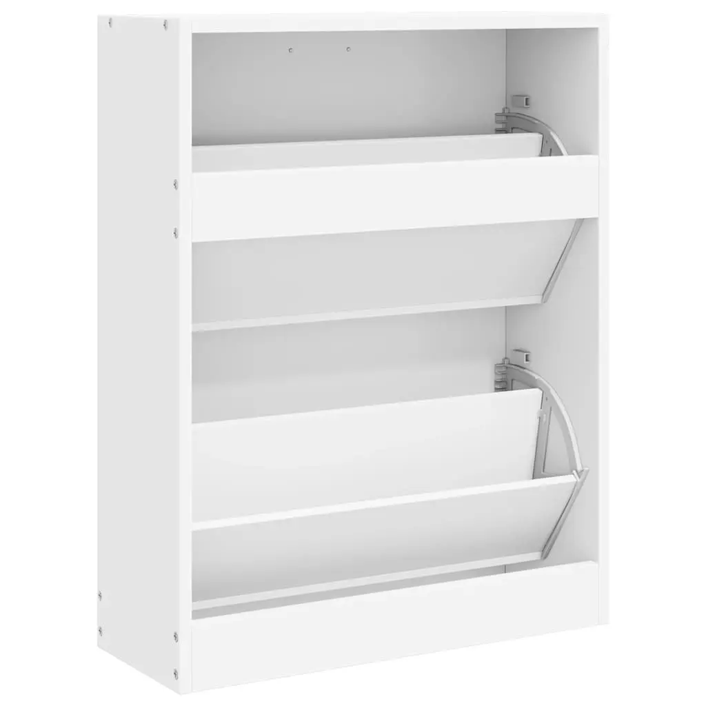 White Wooden Shoe Cabinet with Two Organizing Compartments