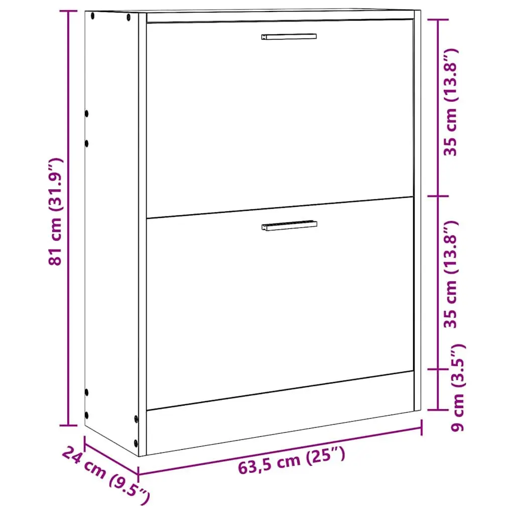 Wooden Shoe Cabinet with 2 Compartments
