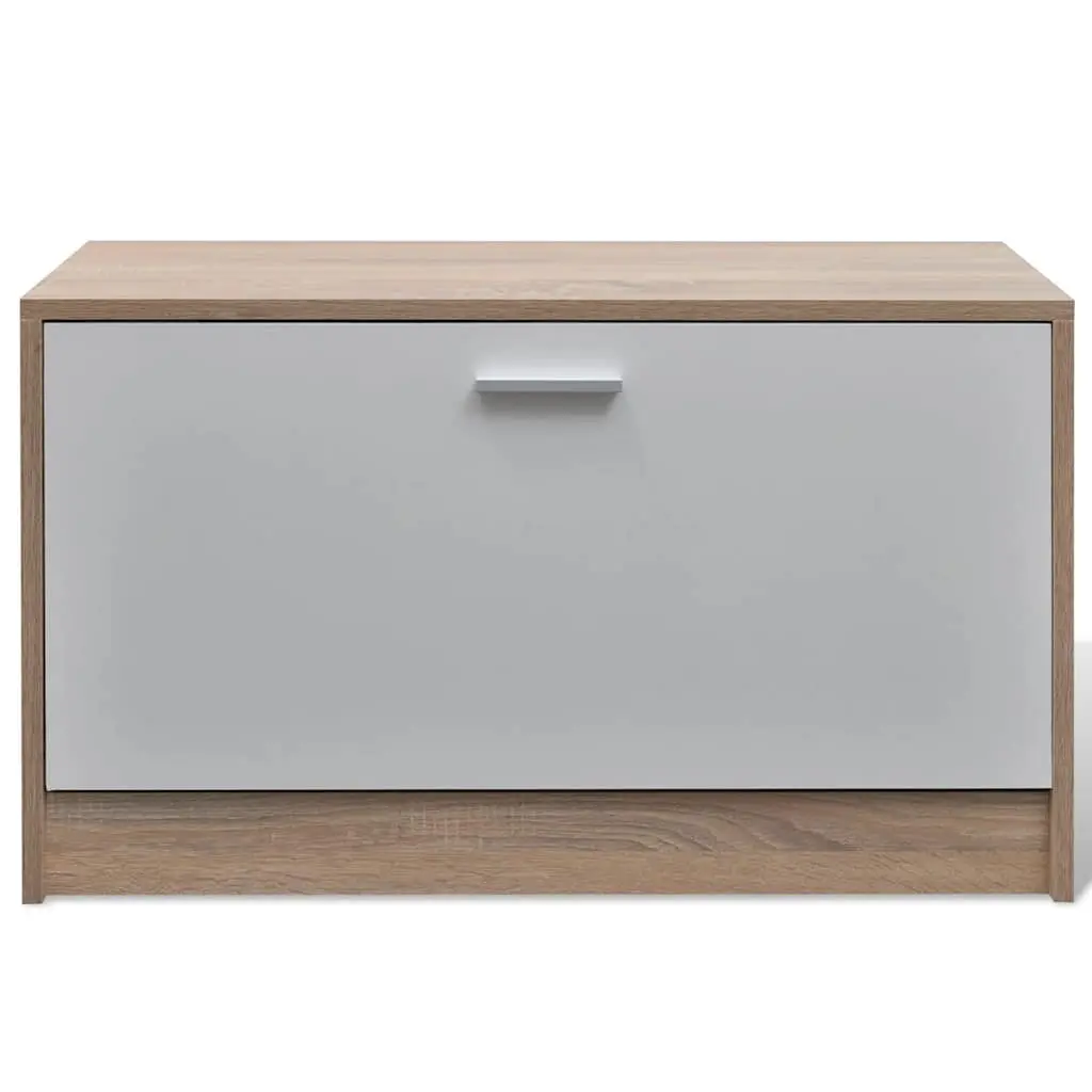 Wooden Shoe Cabinet Set with Mirror and Coat Rack Brown