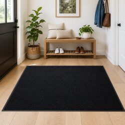 Premium Black Door Mat 90 x 120 cm with Non-Slip PVC Backing