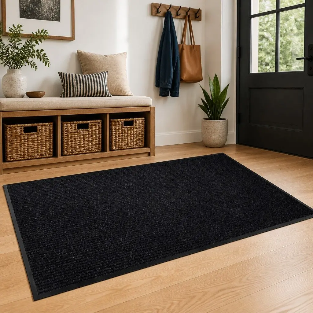 Non-Slip Black Door Mat 120 x 180 cm