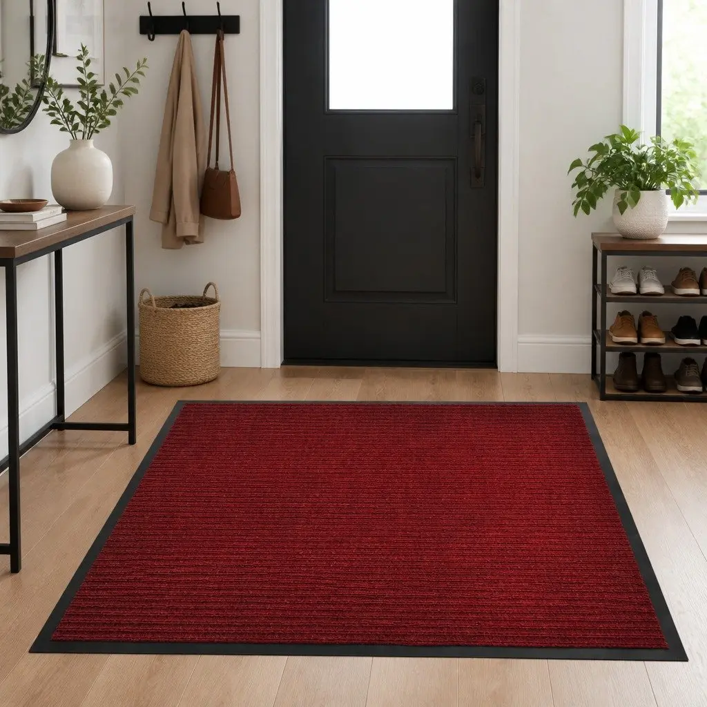 Red Door Mat 90 x 60 cm Non-Slip PVC