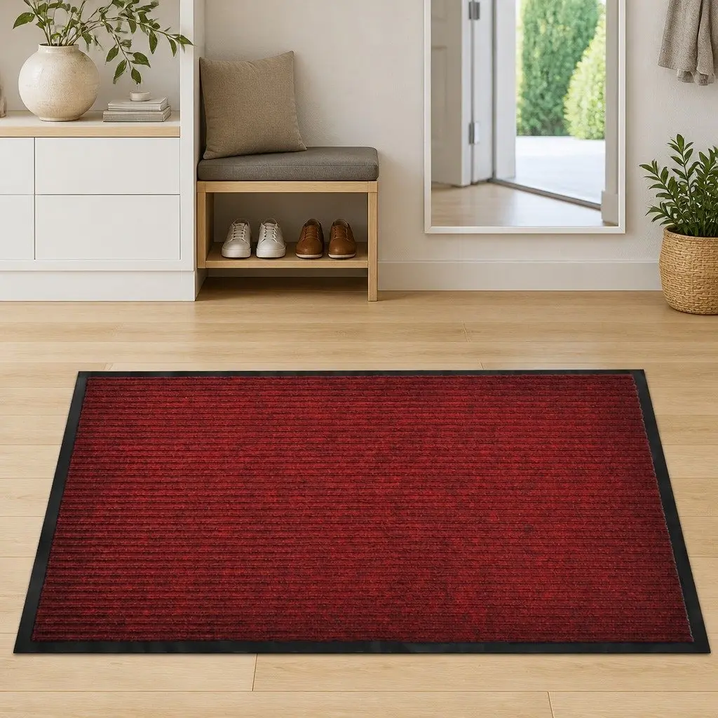 Red Door Mat 120 x 180 cm with Non-slip PVC Backing