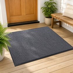 Premium Grey Door Mat 90 x 150 cm with Non-Slip Backing