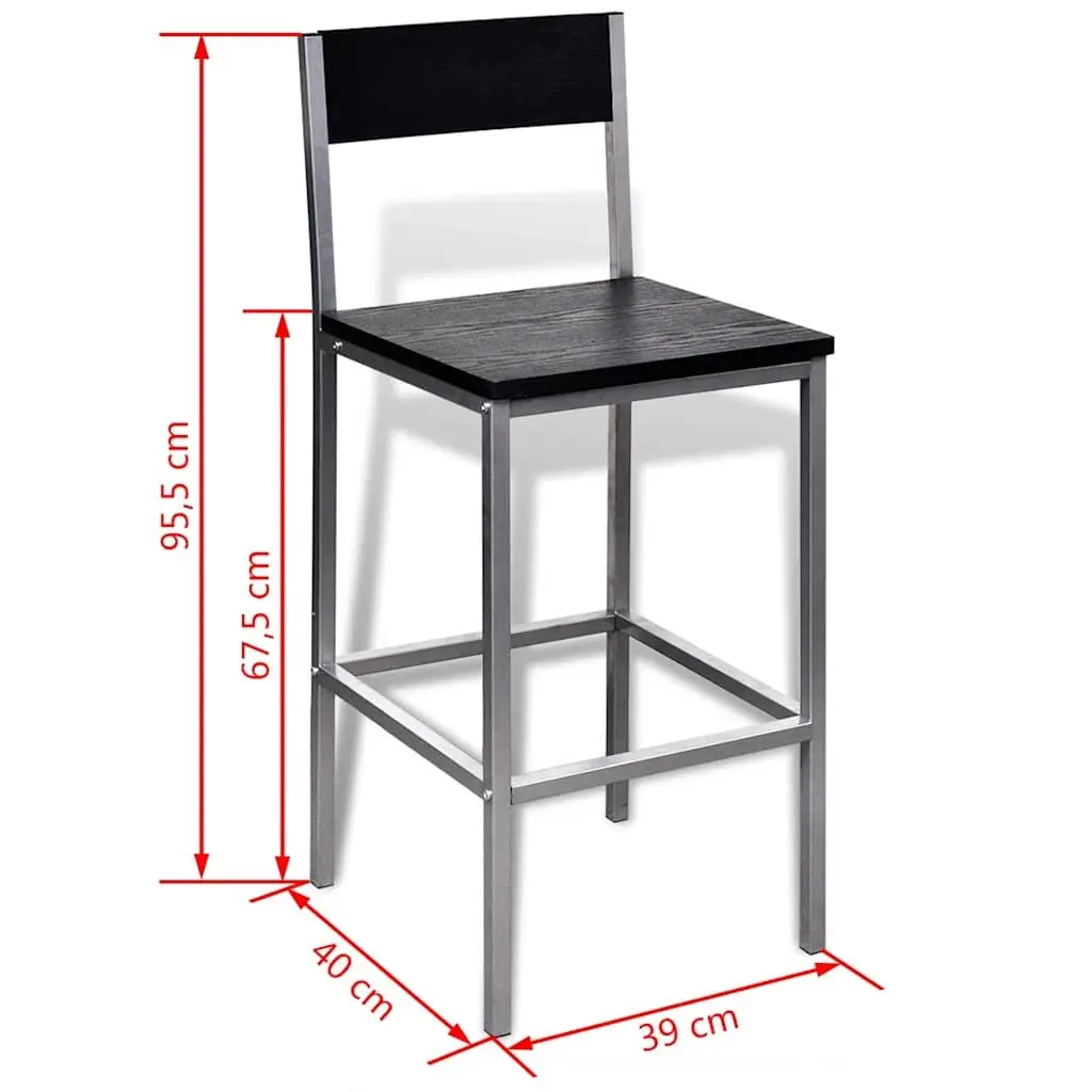 Black Counter Height Breakfast Bar Set with Stools