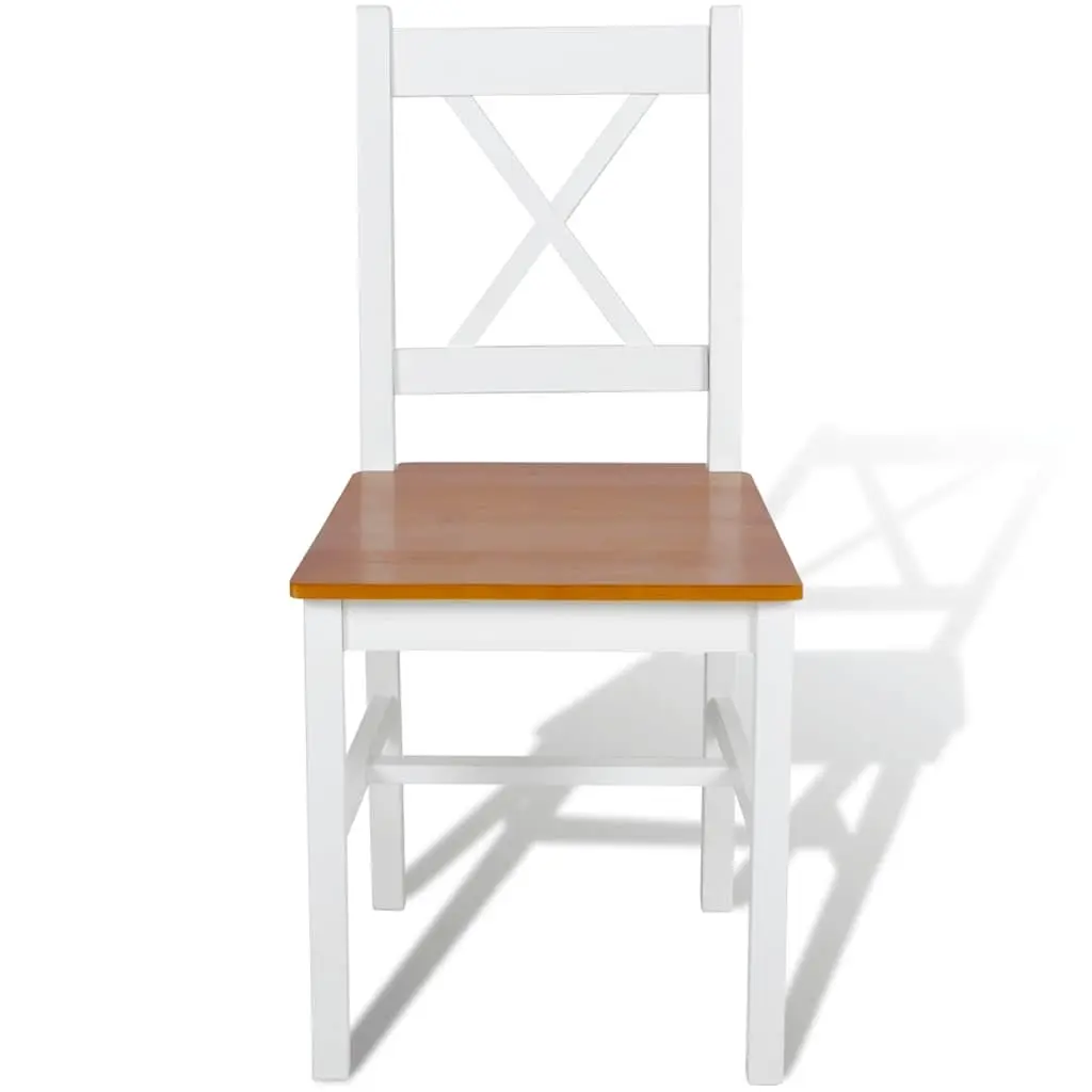 4 Piece White Wooden Dining Chairs Set for Kitchen
