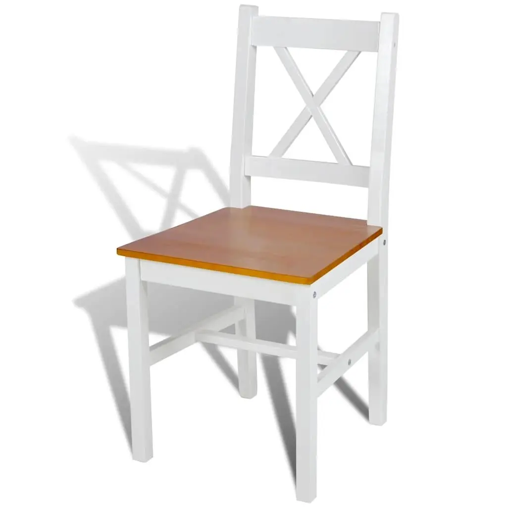 4 Piece White Wooden Dining Chairs Set for Kitchen