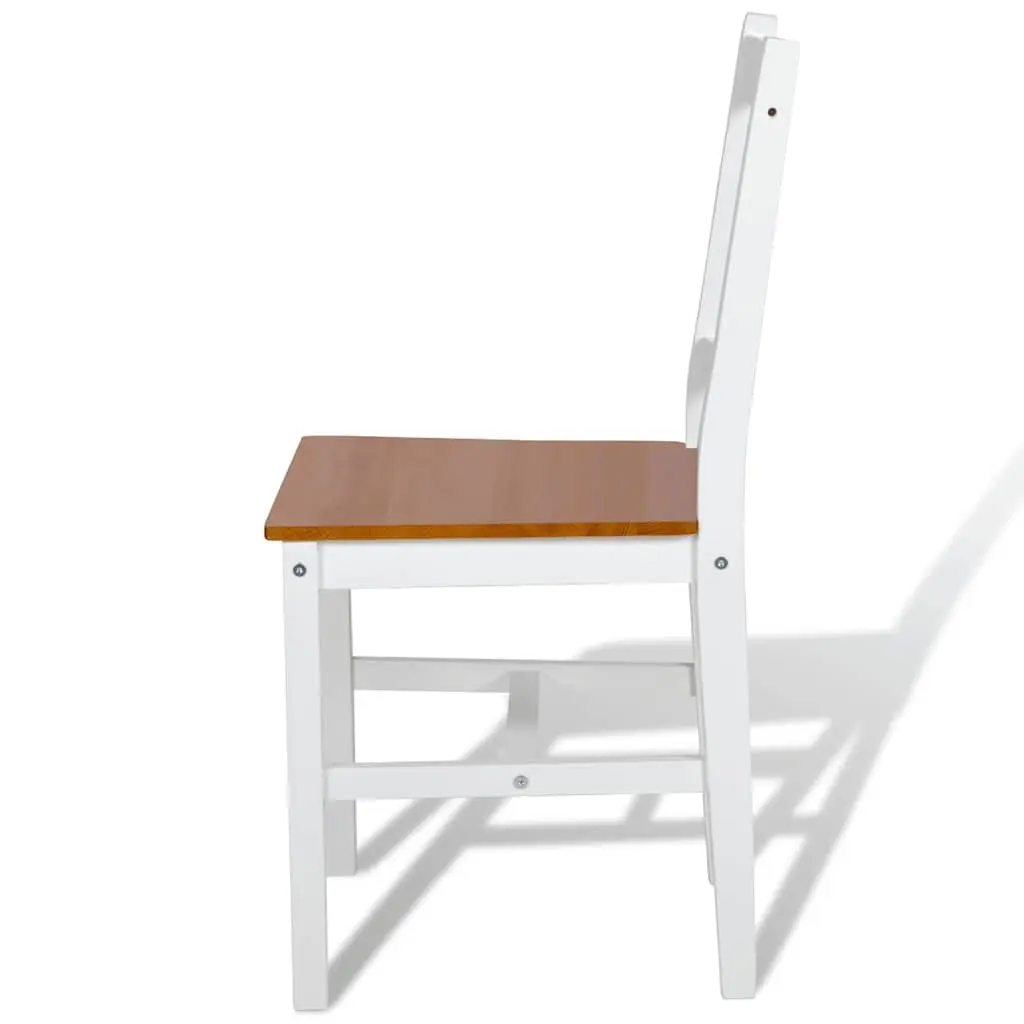 4 Piece White Wooden Dining Chairs Set for Kitchen
