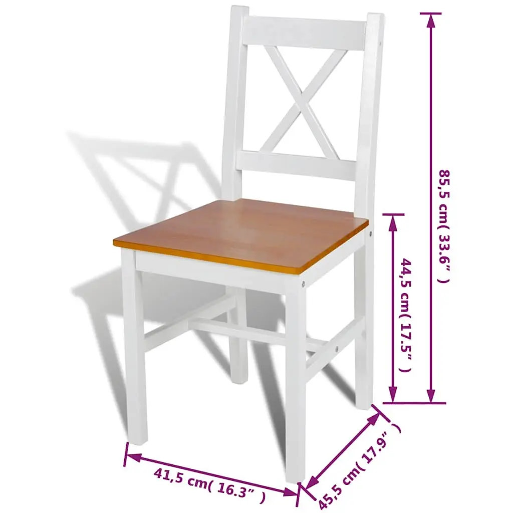 4 Piece White Wooden Dining Chairs Set for Kitchen