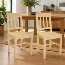 Dining Chairs 2 Pieces Beige Kitchen Solid Wood Elegant Design Ergonomic Seating