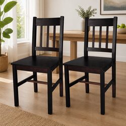 Ergonomic Brown Wooden Dining Chairs 2 pcs Set