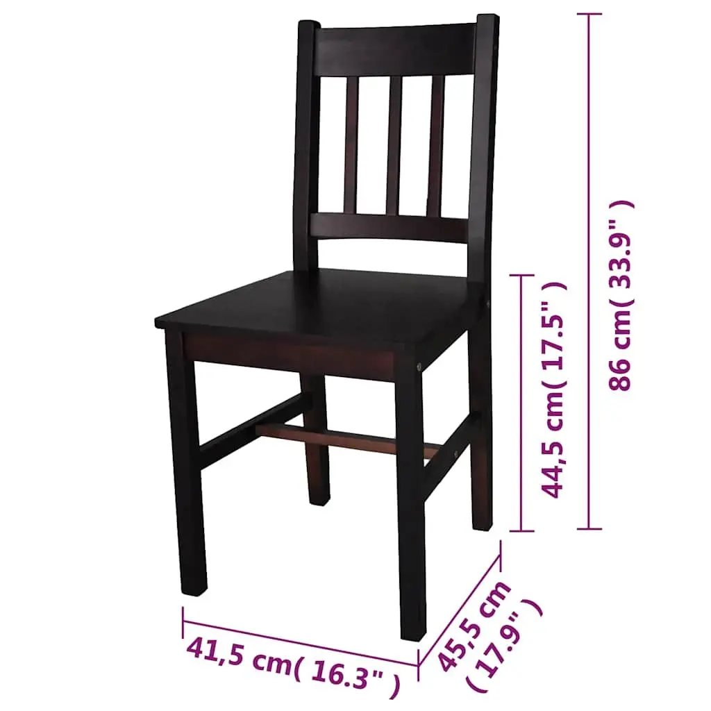 Dining Chairs 2 pcs Brown Wooden Kitchen Seating Furniture Set Ergonomic Design
