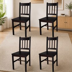 Set of 4 Elegant Wooden Dining Chairs in Brown