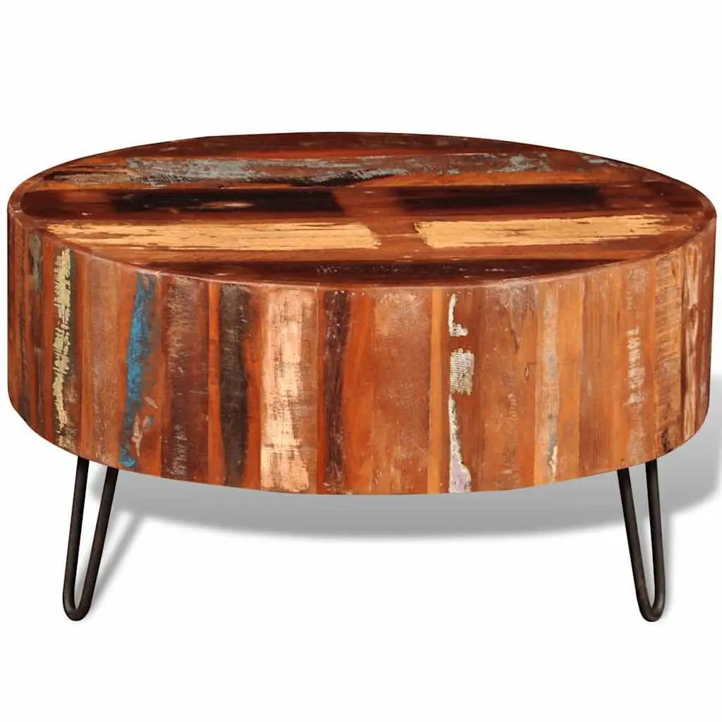 Handmade Vintage Round Coffee Table in Solid Reclaimed Wood