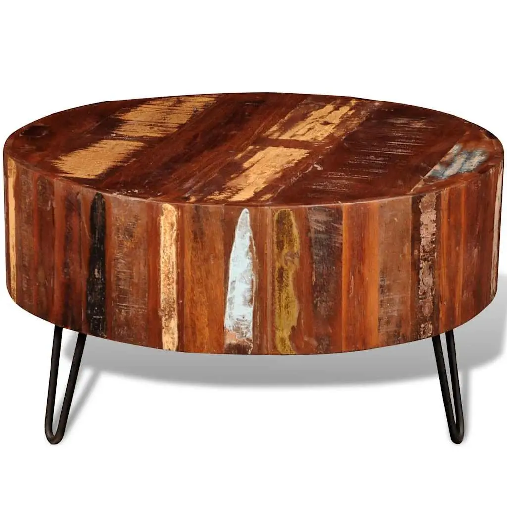 Handmade Vintage Round Coffee Table in Solid Reclaimed Wood