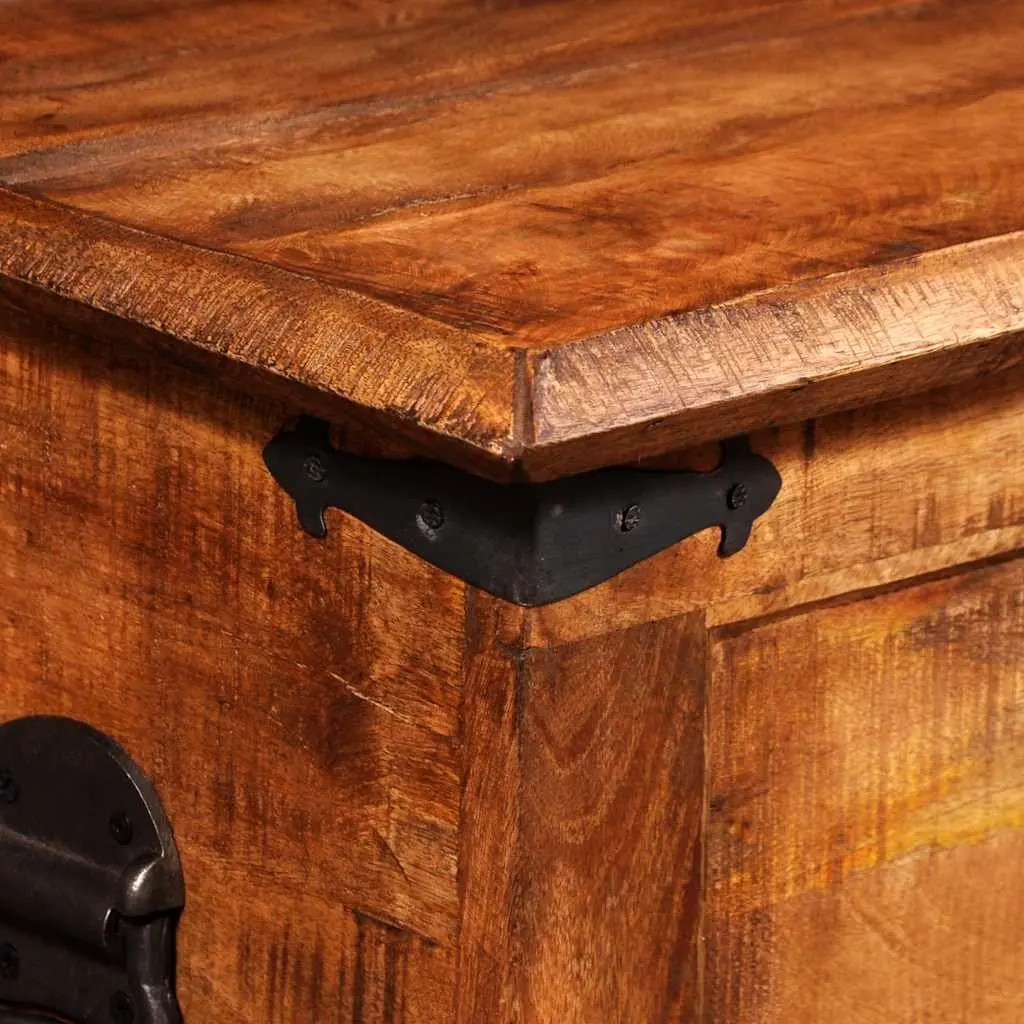 Storage Chest Solid Rough Mango Wood Brown Handmade