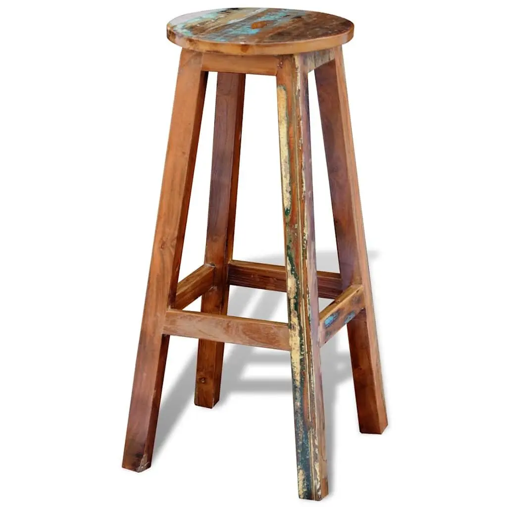 Antique Style Bar Stool in Brown Reclaimed Wood