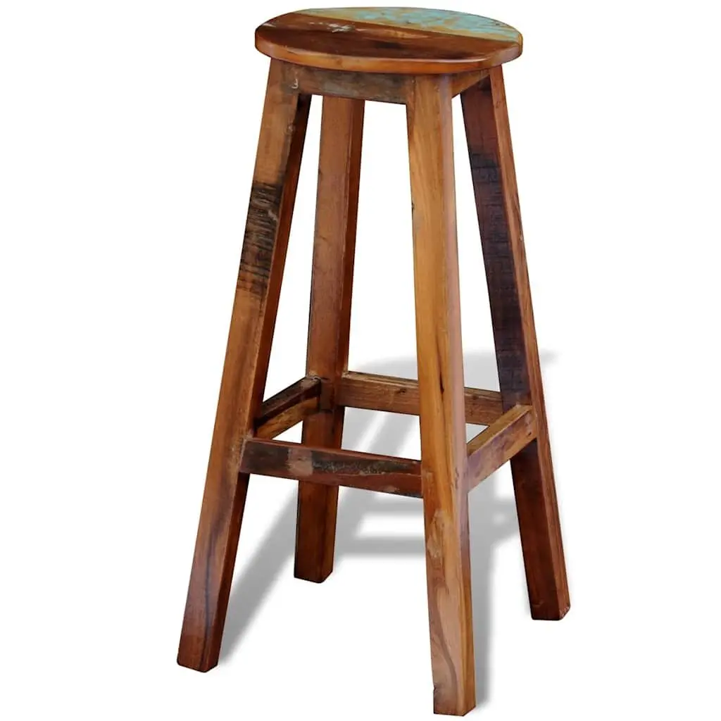 Antique Style Bar Stool in Brown Reclaimed Wood