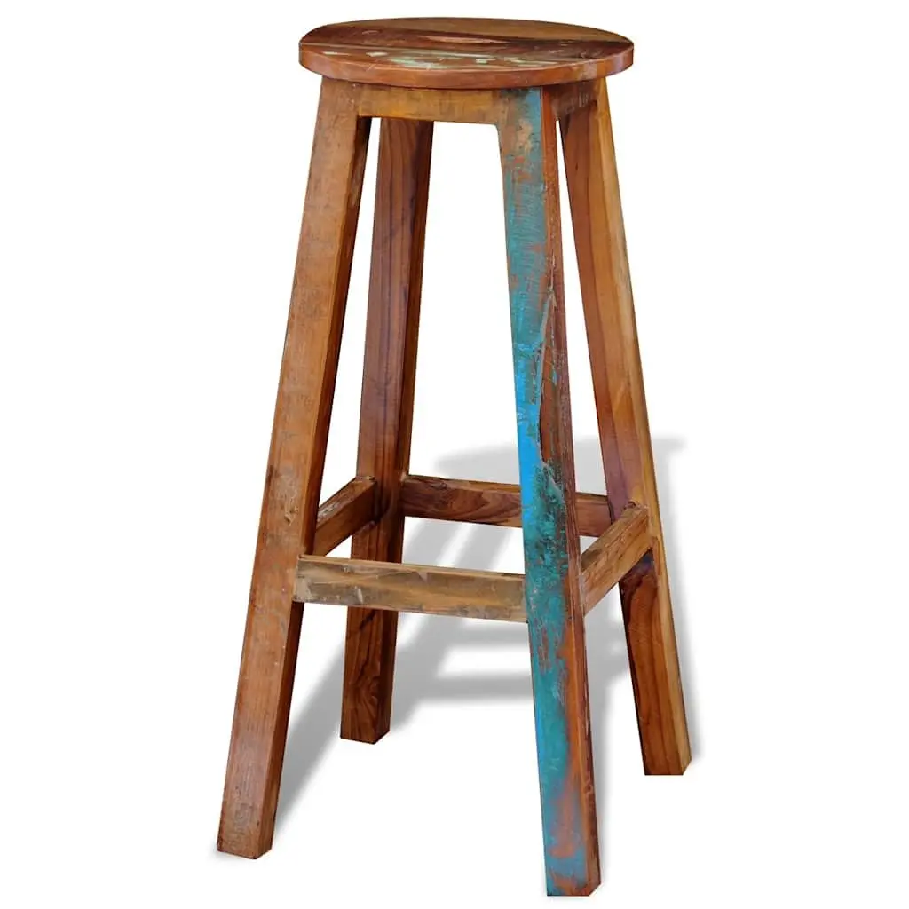 Antique Style Bar Stool in Brown Reclaimed Wood