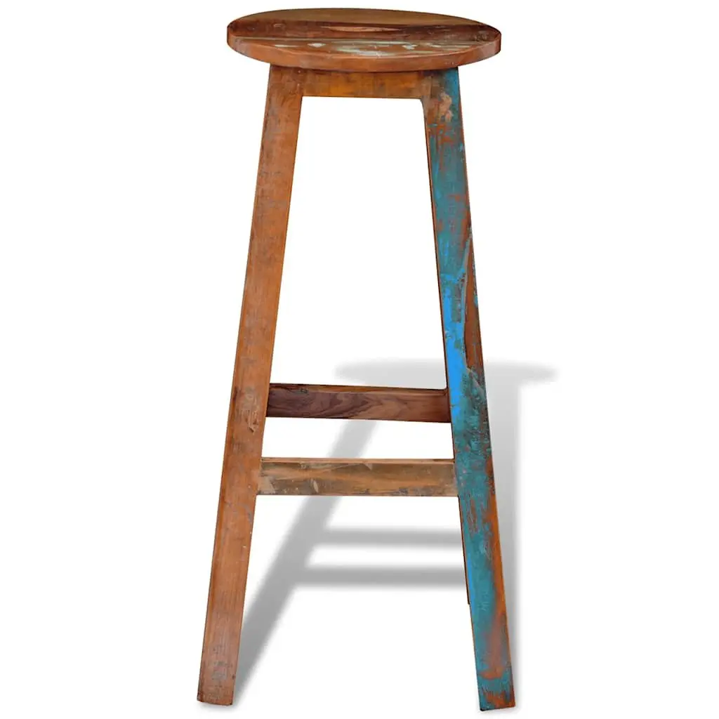 Antique Style Bar Stool in Brown Reclaimed Wood
