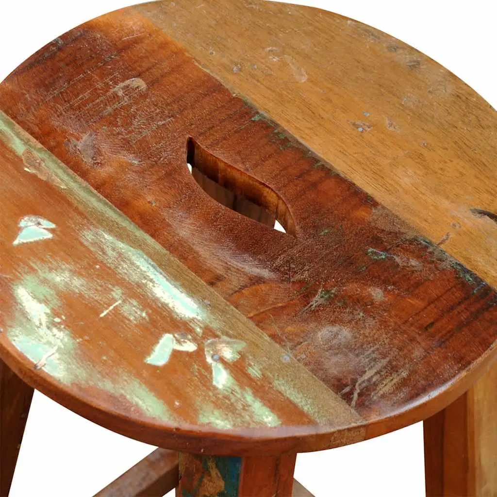 Antique Style Bar Stool in Brown Reclaimed Wood