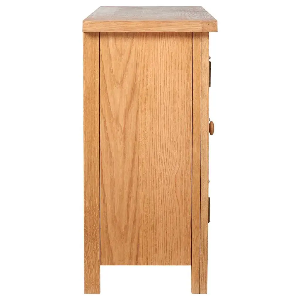 Solid Oak Wooden Sideboard with 3 Drawers and 2 Cupboards