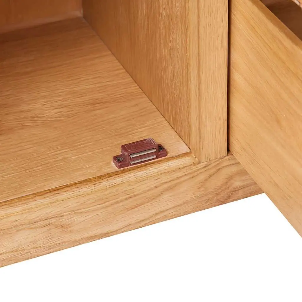 Solid Oak Wooden Sideboard with 3 Drawers and 2 Cupboards