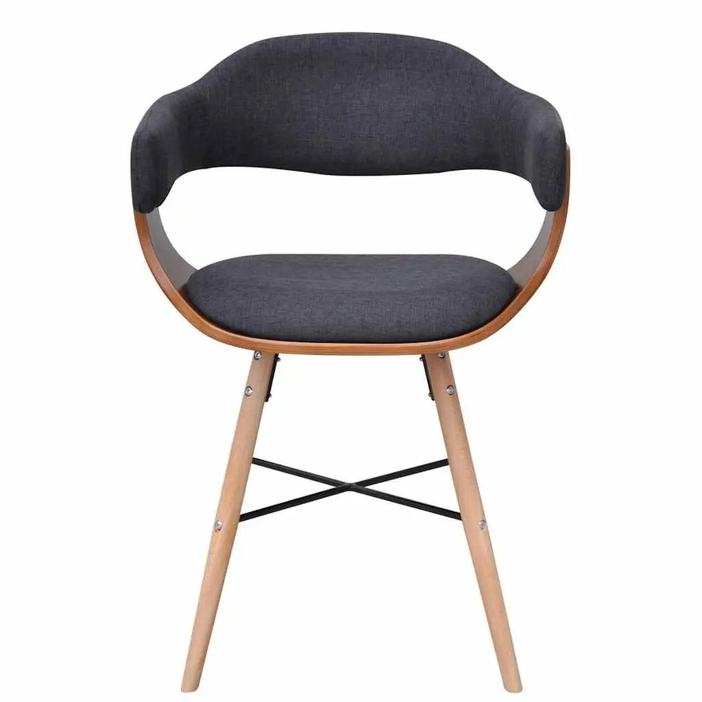 Dining Chairs 2 pcs Grey Bent Wood Frame Fabric Upholstered with Armrests