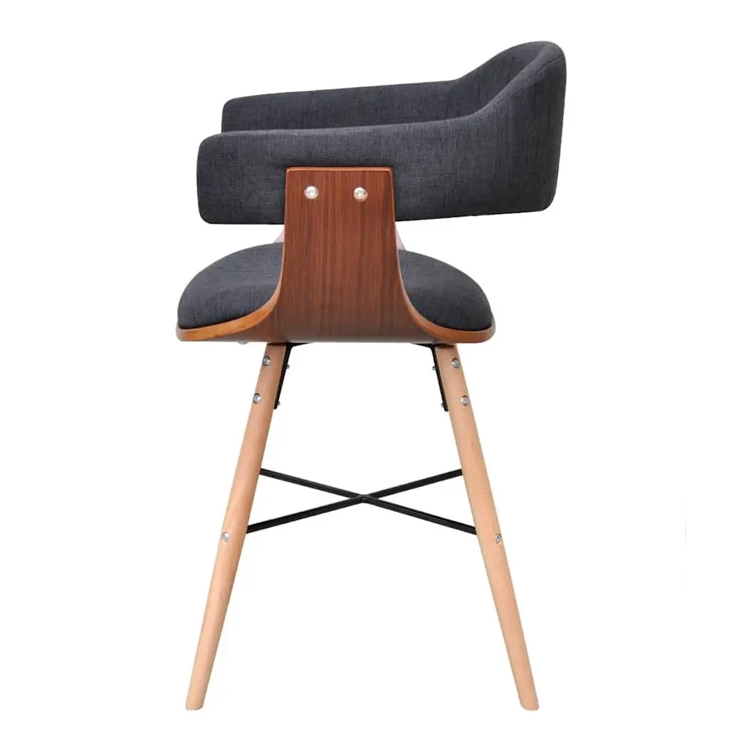 Dining Chairs 2 pcs Grey Bent Wood Frame Fabric Upholstered with Armrests