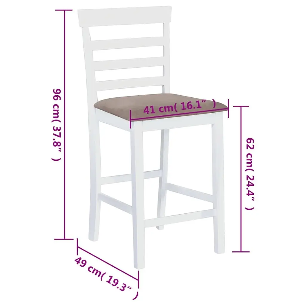 White Fabric Bar Stools Set of 2 for Kitchen