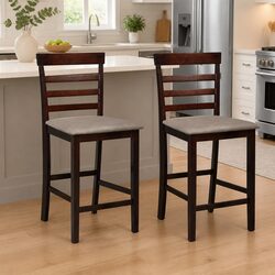 Stylish Brown Fabric Bar Stools, 2-Piece Set