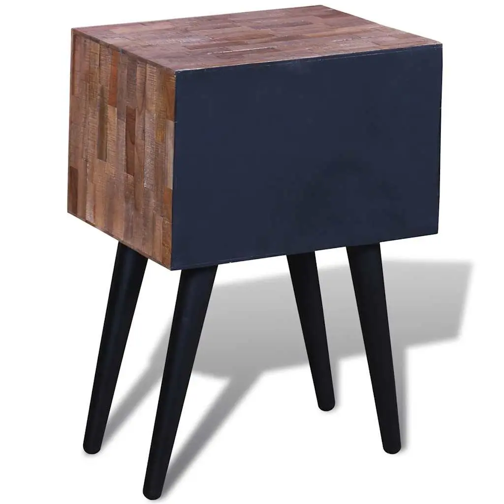 Brown Vintage Bedside Table with 2 Drawers