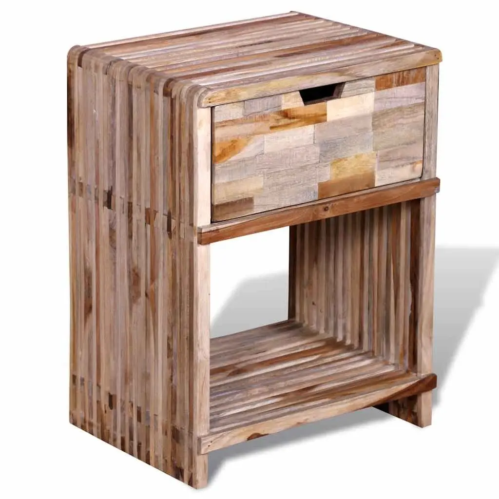 Brown Wooden Nightstand with Storage Drawer