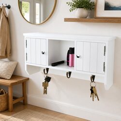Durable Wall Cabinet with Hooks for Jewelry and Key Storage