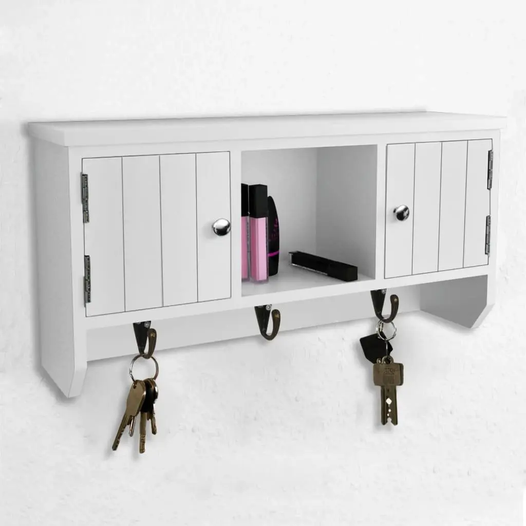 Wall Cabinet with Hooks for Jewelry and Key Storage