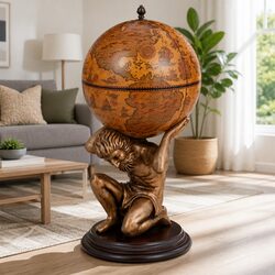 Atlas Design Brown Globe Bar Cabinet for Wine Storage