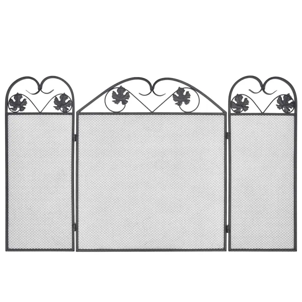 3-Panel Black Fireplace Screen with Safety Barrier