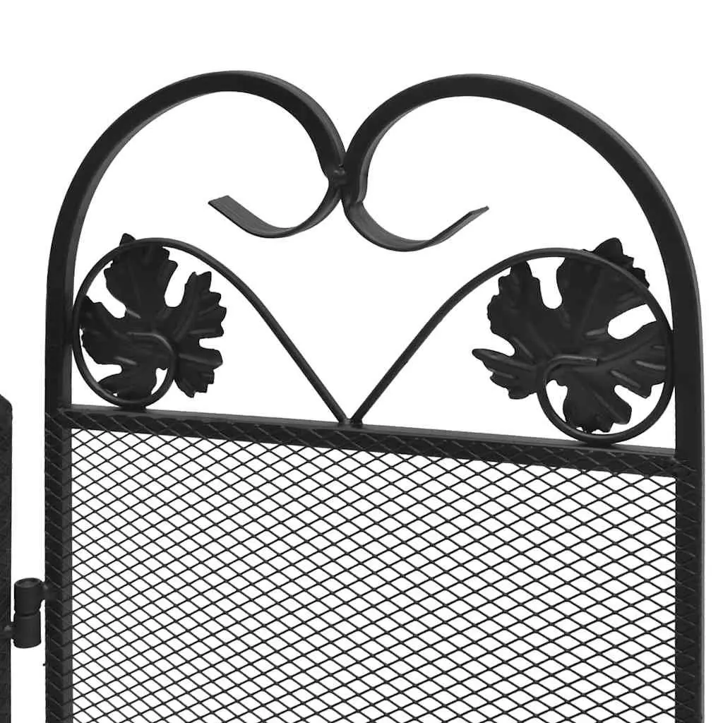 3-Panel Black Fireplace Screen with Safety Barrier