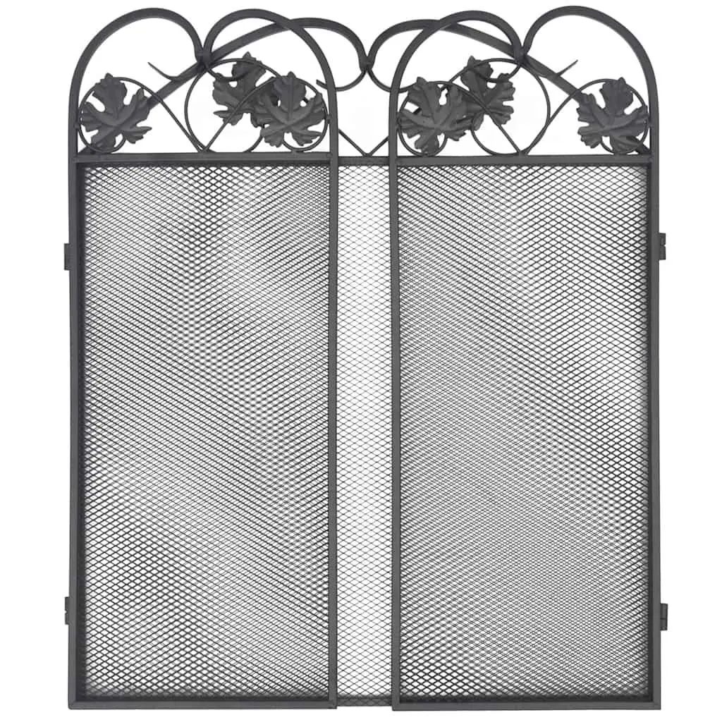 3-Panel Black Fireplace Screen with Safety Barrier