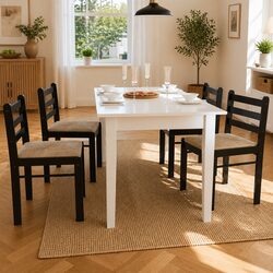 Set of 4 Classic Dining Chairs with Brown Velvet Seats