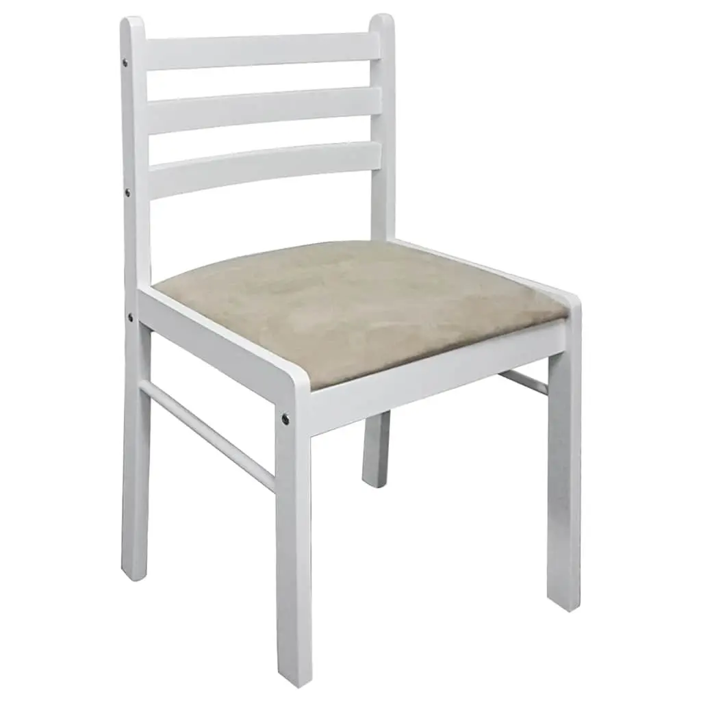 Set of 2 White Solid Rubber Wood Dining Chairs