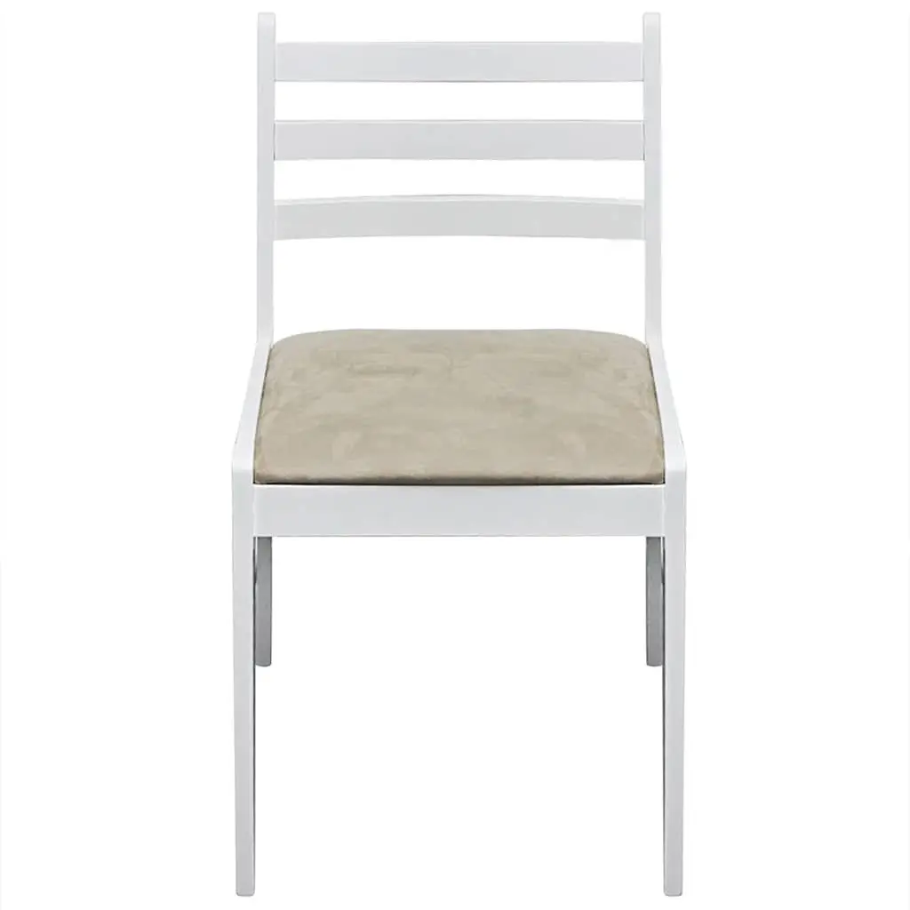 Dining Chairs Rubberwood Padded Seat Square Backrest White Set of 4